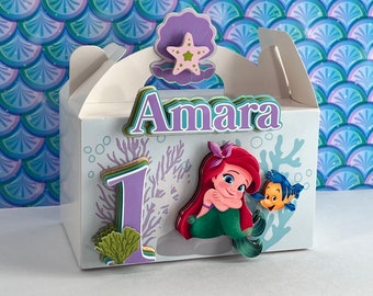 Littlle Mermai Favor boxes,Candy box,Littlle mermai box,Party decoration,Littlle Mermai birthday, Baby Littlle Mermai.