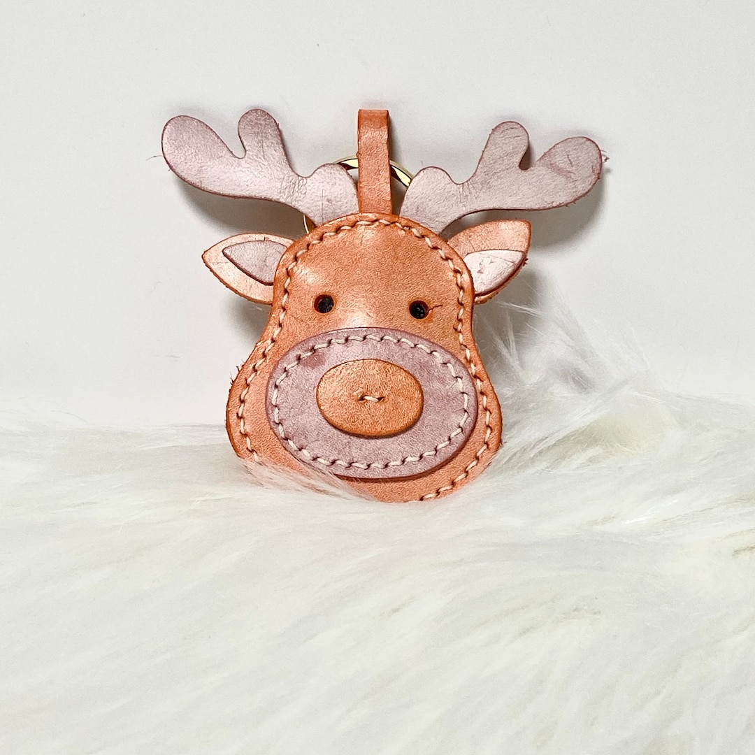 Deer-shaped Leather Bag Charm, Leather Deer Keychain, Three Colors Deer ...