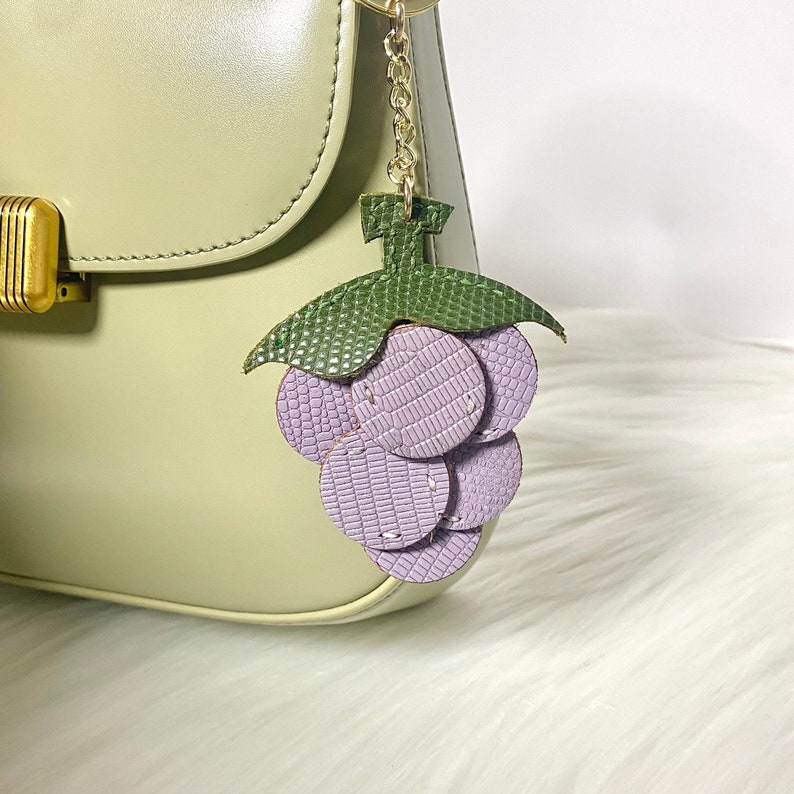Leather Bag Charm,grape Leather Keychain, Cute Fruit Bag Charms ...