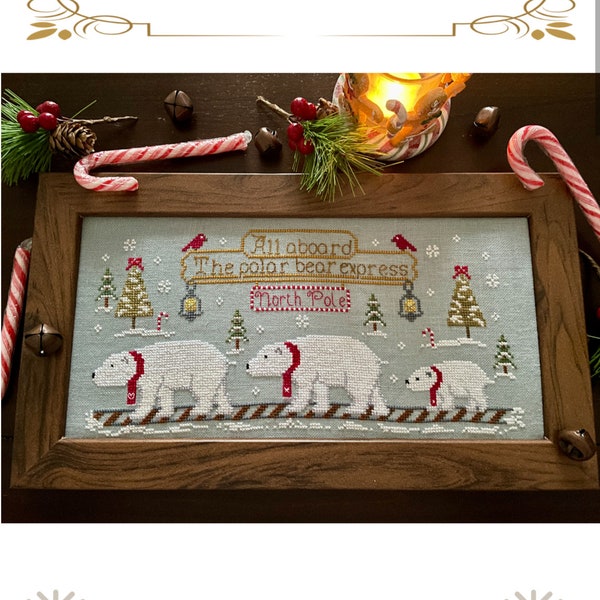 The polar bear express **digital PDF Christmas Cross stitch pattern*