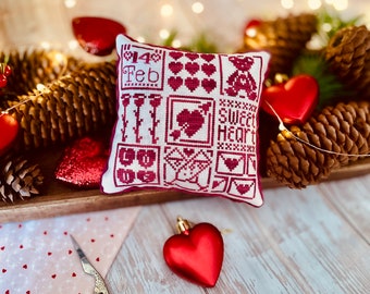 Valentine's Pillow PDF Valentine's cross stitch pattern