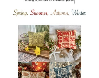 All 4 seasonal pillows Listing - PDF cross stitch Pattern