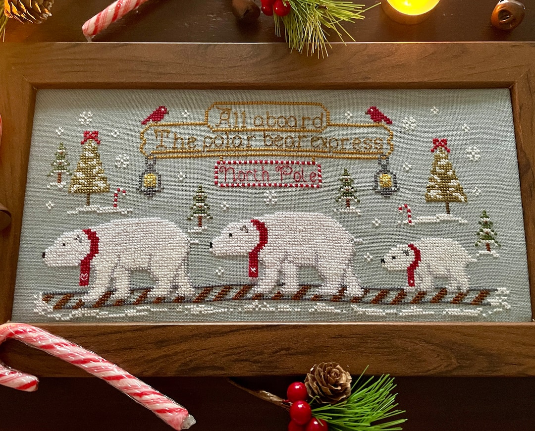 The Polar Bear Express **digital PDF Christmas Cross Stitch Pattern* - Etsy
