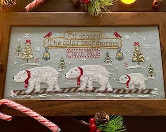 The polar bear express **digital PDF Christmas Cross stitch pattern*