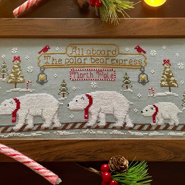 The polar bear express **digital PDF Christmas Cross stitch pattern*