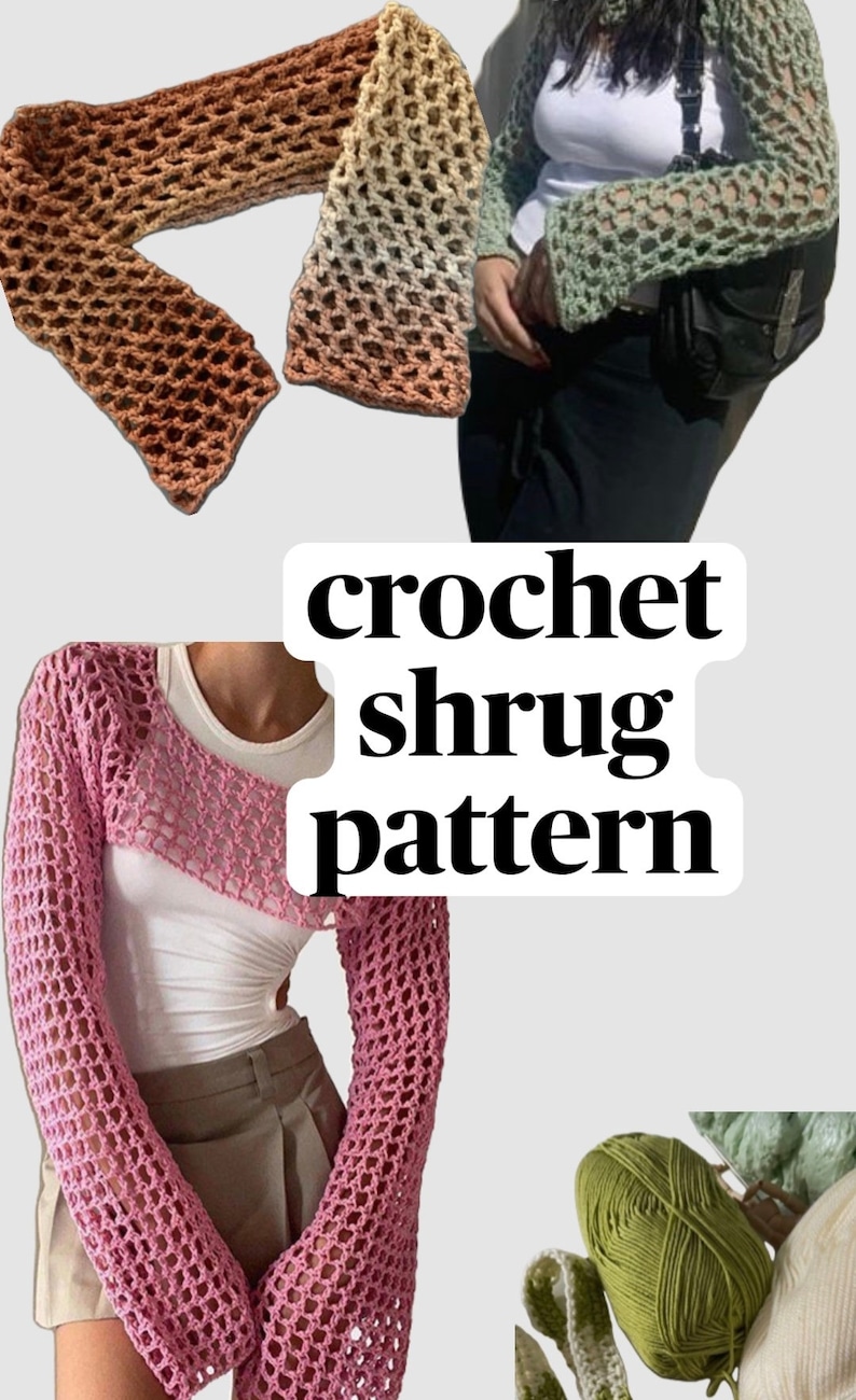 Crochet Shrug, Pattern, Fishnet Sleeves, Sweater, Crochet, Knit ...