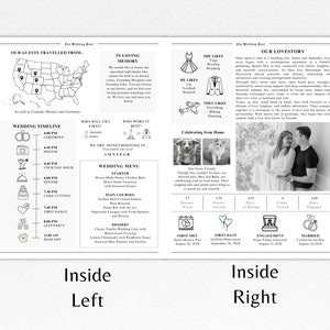 Plantilla de programa de boda en periódico / Programa de boda editable / Periódico de boda plegado / Plantilla de periódico de boda Canva imagen 5