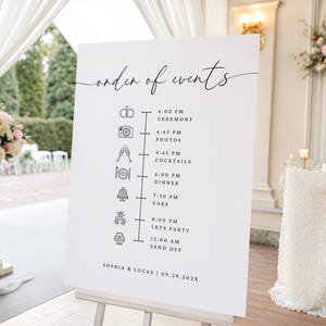 wedding order of events sign
modern wedding day timeline
minimalist wedding timeline
wedding itinerary sign
order of the day sign
wedding reception timeline
editable wedding timeline	
custom wedding timeline sign	
printable wedding sign
wedding day schedule
modern wedding sign	
large wedding sign
bohemian wedding timeline
wedding program sign
ceremony timeline poster
wedding timeline sign
wedding reception