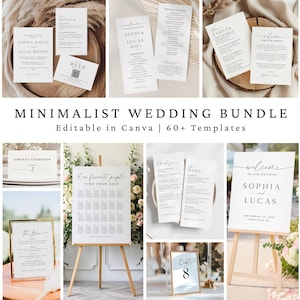 Minimalistisches Hochzeitsschild-Bundle, Empfangsschild, moderne Hochzeitsbeschilderung, Hochzeitseinladung, Hochzeitsprogramm, Hochzeitsprogramm, Hochzeitsmenü