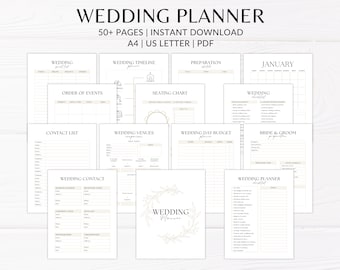 Printable Wedding Planner | Wedding Planner | Wedding Plan Bundle | Wedding Planning Checklist | Wedding Planning Book | Wedding  Trackers