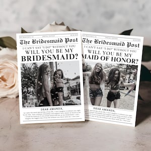 Newspaper Bridesmaid Proposal, Bridesmaid Proposal Card, Will You Be My Bridesmaid Card, Bridesmaid Info Card, Maid of Honor Proposal Card