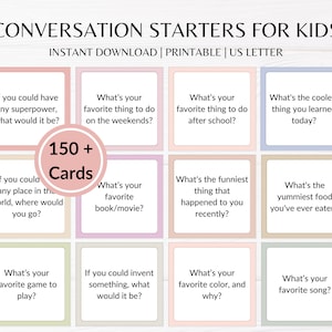 Gespreksstartkaarten voor kinderen om communicatie, vertrouwen en binding te bevorderen door middel van interactieve aanwijzingen en een diepere verbinding te cultiveren