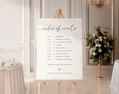 Wedding Order of Events Sign, Modern Wedding Day Timeline, Wedding Timeline Template, Wedding Day Icon Timeline Sign, Editable in Canva