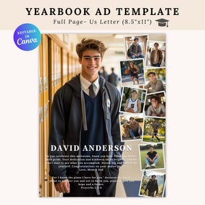 Editable Yearbook Ad, Senior Yearbook Ad , High School Yearbook Ad, Full Page Yearbook Ad, Graduation Tribute, Personalized Photo Collage