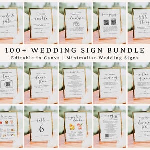 Minimalist Wedding Sign Bundle, Wedding Sign Bundle, Editable Wedding Sign Templates, Modern Wedding Signage, 100+ Wedding Signs Set, Canva