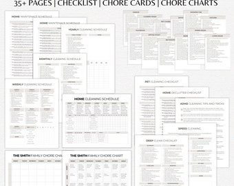 Editable ADHD Cleaning Checklist Bundle | Printable ADHD Cleaning Planner | ADHD Chore Chart | Cleaning Schedule | Deep Cleaning | Checklist