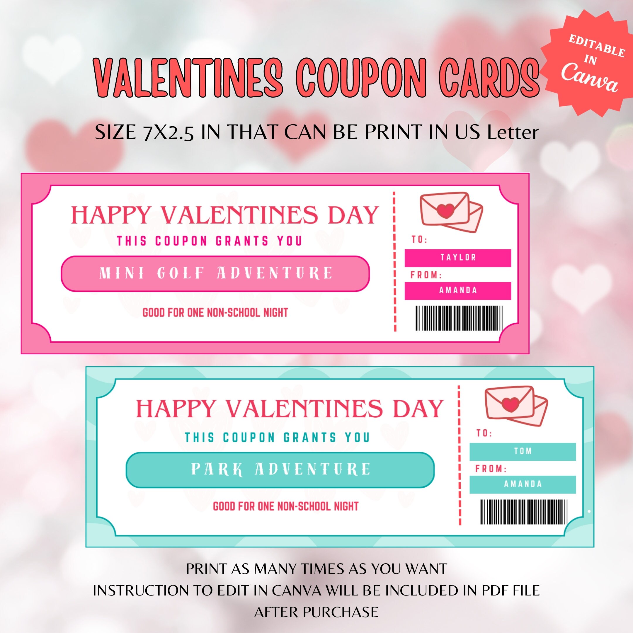 Valentines Gift Coupon Template Kids Printable Valentine Coupons ...