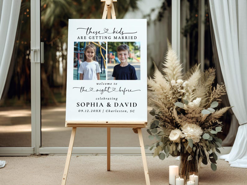 these kids are getting married
the night before welcome sign
rehearsal dinner welcome sign	
wedding rehearsal dinner
kids photo welcome sign
editable template sign
printable welcome sign
funny welcome sign
custom photo sign
rehearsal party sign
wedding sign with photo
childhood photos wedding sign
engagement party welcome sign
diy editable sign
