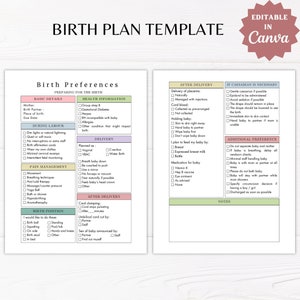Birth Plan Template Editable Birth Plan Birth Plan Printable Birth ...