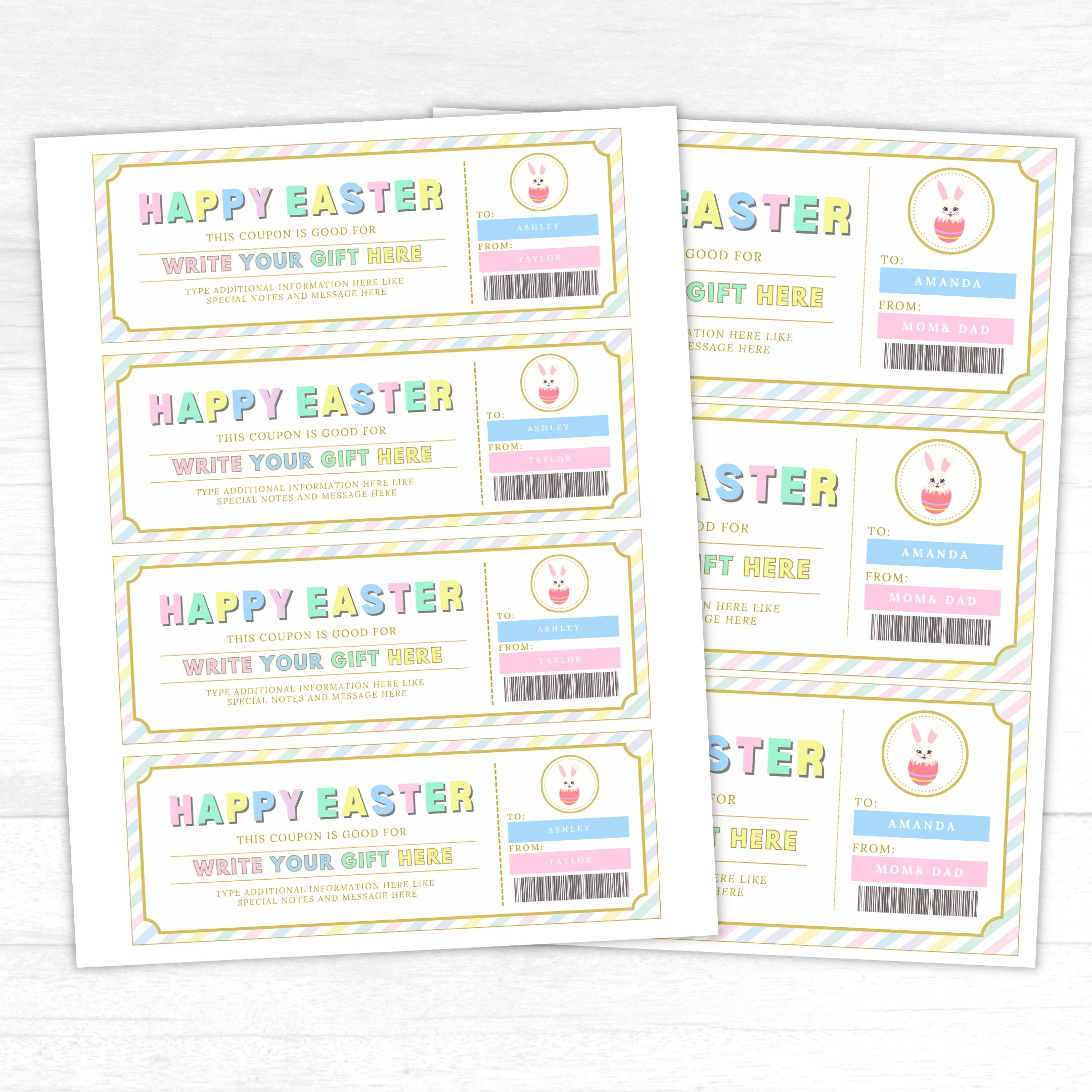 Easter Coupons Easter Egg Coupons for Kids Easter Bunny Coupons ...