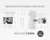 Newspaper Wedding Program Template | Editable Wedding Newspaper Program | Folded Wedding Newspaper |  Canva Wedding Newspaper Template