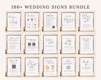 Wedding Sign Bundle, Modern Minimalist Wedding Signage Bundle, Wedding Signs, 100+ Wedding Reception Signs Set, Bridal Shower Sign, Canva