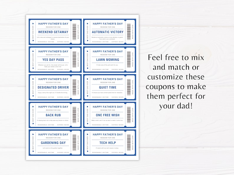 Fathers Day Gift Coupon Template Printable Fathers Day Gift Coupon Card