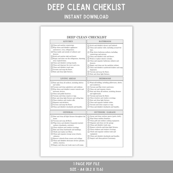 Cleaning Checklist - Etsy