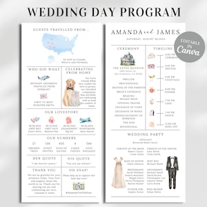 Infographic Wedding Program Template | Printable Wedding Day Program |  Church Wedding Ceremony Program |  Modern Infographic Program