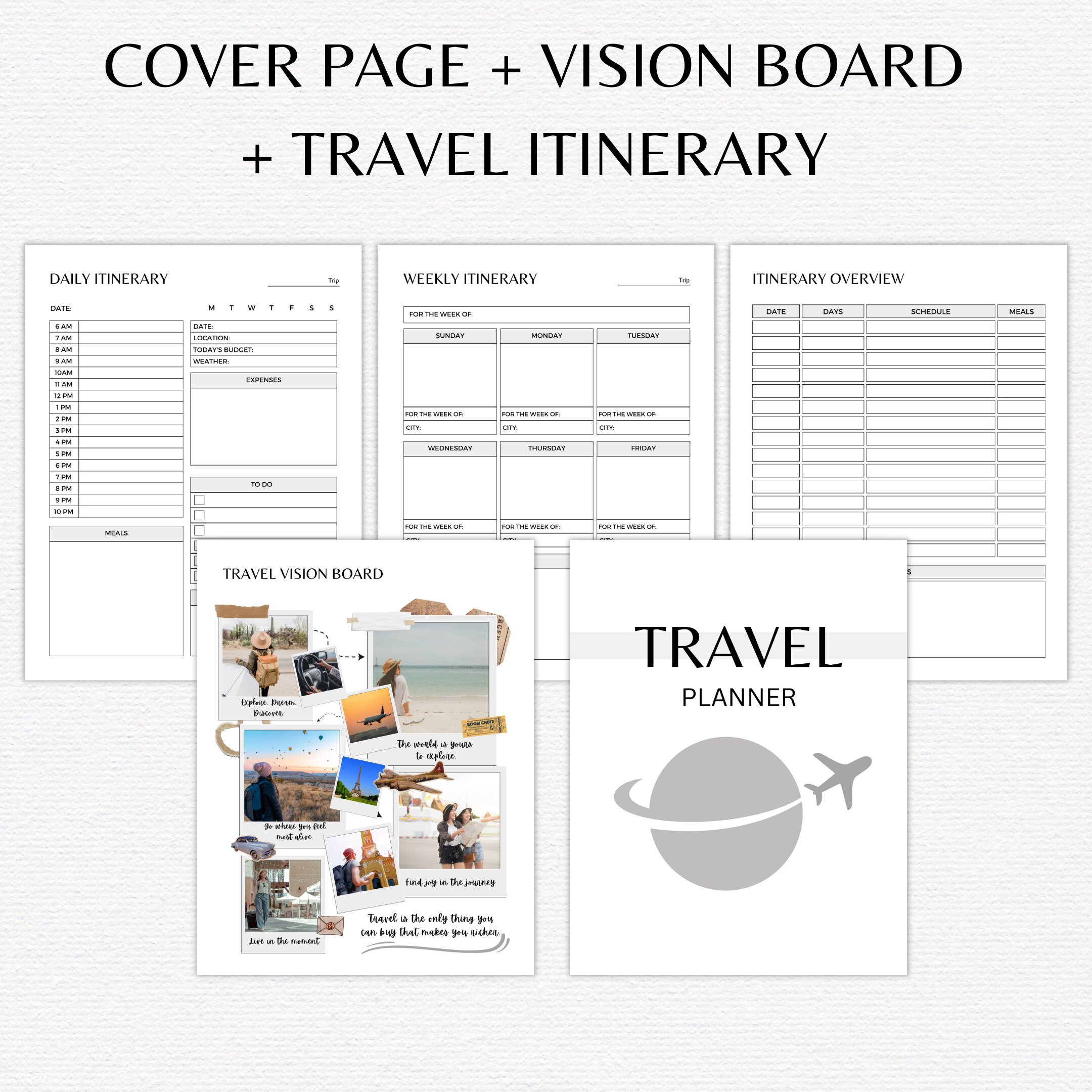 Travel Planner Bundle | Editable Travel Planner Template | Printable ...