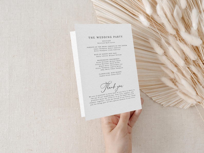 Catholic Wedding Program Template – A beautifully designed folded program for your Catholic Mass ceremony. Includes sections for the Order of the Mass, readings, bridal party, and thank you message. Fully editable in Canva. Sizes included: US Letter (11x8.5”), A4 (11.69x8.26”), and 5x7”. Instant download, easy to customize and print. Perfect for traditional or modern Catholic weddings.