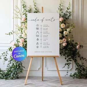 wedding order of events sign
modern wedding day timeline
minimalist wedding timeline
wedding itinerary sign
order of the day sign
wedding reception timeline
editable wedding timeline	
custom wedding timeline sign	
printable wedding sign
wedding day schedule
modern wedding sign	
large wedding sign
bohemian wedding timeline
wedding program sign
ceremony timeline poster
wedding timeline sign
wedding reception