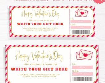 Valentines Gift Coupon Template | Printable Valentines Gift Coupon Card | Valentines Coupon Card | Coupon Card | Gift For Valentines