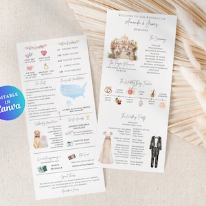 Infographic Wedding Program Template | Printable Wedding Day Program |  Church Wedding Ceremony Program |  Modern Infographic Program