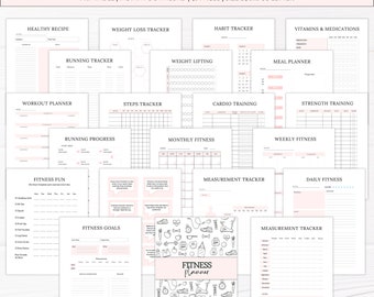 Fitness-Planer | Gewicht verloren Tracker | Fitness Tagebuch | Workout-Planer | Selbstfürsorge | Bündel | Wohlbefinden | Habit Tracker | Essensplaner