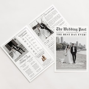 Editable Wedding Newspaper Program, Newspaper Wedding Program, Wedding Program Template, Printable Wedding Infographic, Wedding Day Timeline
