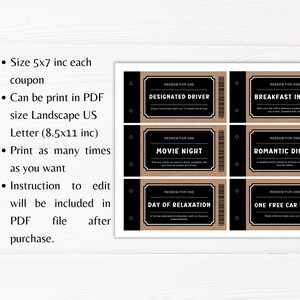 Printable Coupon Book Customizable Love Coupons Personalized Gift ...