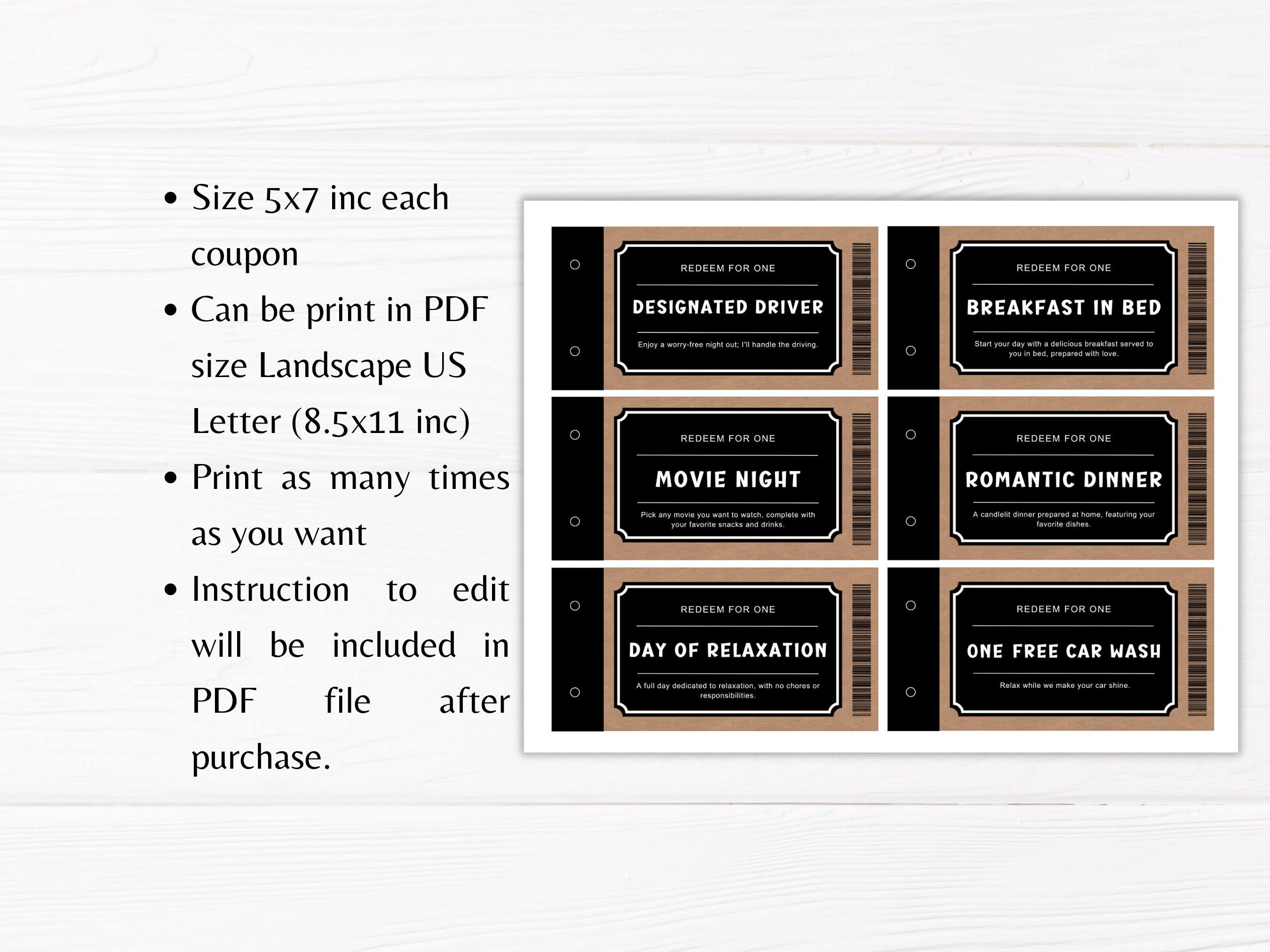 Printable Coupon Book Customizable Love Coupons Personalized Gift ...