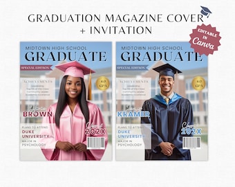 Graduation Magazine Cover Template | Graduation Magazine | Graduation Template | Graduation Invitation | Senior Graduation | Graduation Gift