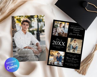 Modern Graduation Invitation Template, Graduation Announcement 2025, Senior Graduation Party Invite, Graduation Announcement, Canva