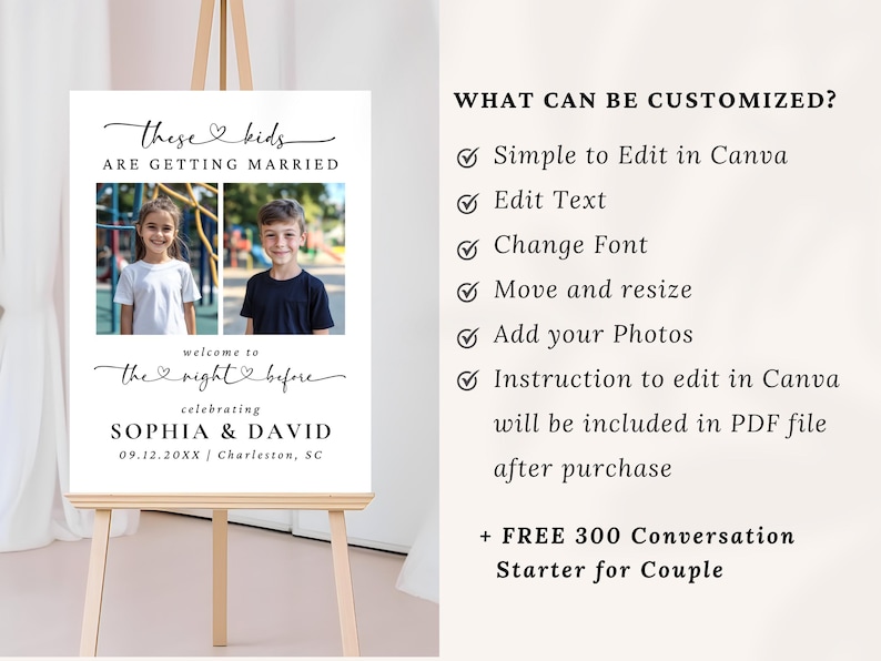 these kids are getting married
the night before welcome sign
rehearsal dinner welcome sign	
wedding rehearsal dinner
kids photo welcome sign
editable template sign
printable welcome sign
funny welcome sign
custom photo sign
rehearsal party sign
wedding sign with photo
childhood photos wedding sign
engagement party welcome sign
diy editable sign