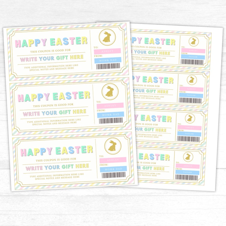 Easter Coupons Easter Egg Coupons for Kids Easter Bunny Coupons ...
