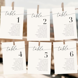 wedding seating chart
table number cards
wedding table number
seating chart cards
wedding reception
table assignment card
wedding seating chart
minimalist wedding
editable template
acrylic wedding sign
rehearsal dinner
table number signs
printable table numbers
wedding table decor
find your seat
Elegant Table Assignment Seating Chart 
Wedding Reception Card Template 
Rehearsal Dinner Table Number