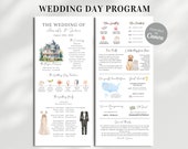 Infographic Wedding Program Template | Printable Wedding Day Program |  Church Wedding Ceremony Program |  Modern Infographic Program