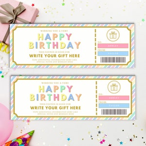 Geburtstag Geschenkgutschein Vorlage | Geburtstags Geschenk Coupon Karte | Geburtstagskarte Coupon | Gutscheinkarte | Geschenk für Geburtstag | Geschenk