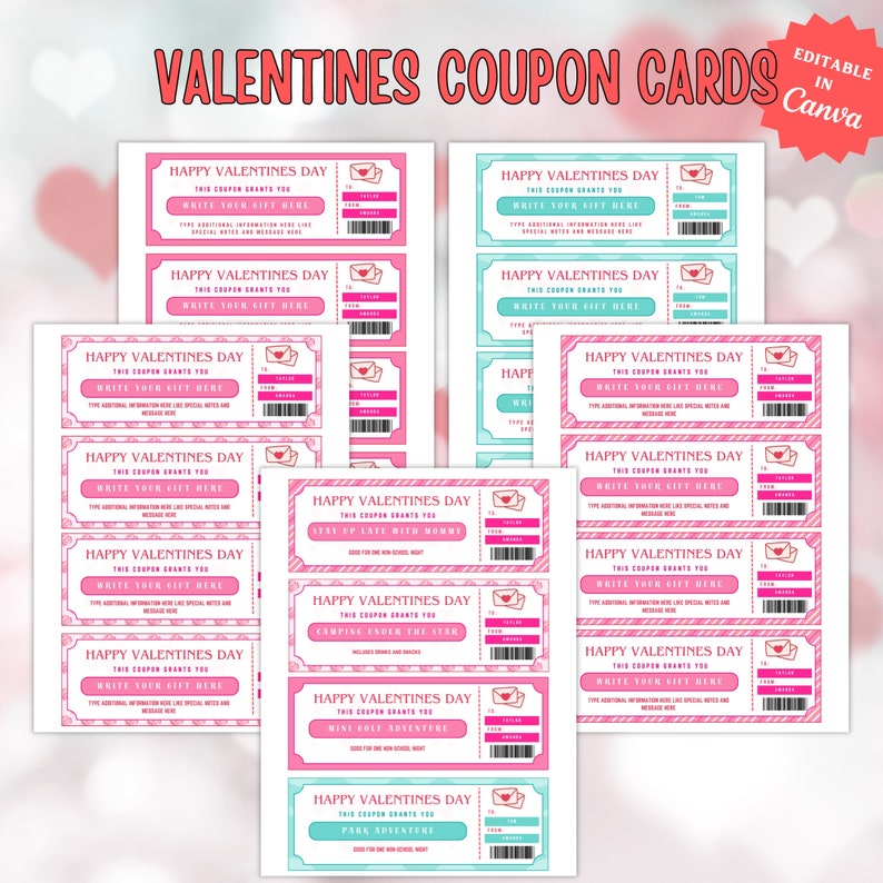 Valentines Gift Coupon Template Kids Printable Valentine Coupons Valentine Coupons Printable ...
