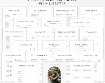 Planificador de bodas / Planificador de bodas imprimible / Paquete de planificación de bodas / Lista de verificación para la planificación de bodas / Libro de planificación de bodas / Rastreadores de bodas