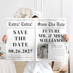 Newspaper Engagement Announcement Template, Editable Wedding Announcement, Wedding Save The Date, Announcement Photoshoot Newspaper, Canva