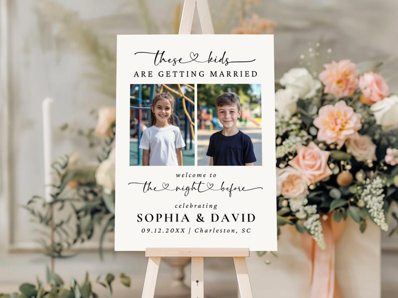 these kids are getting married
the night before welcome sign
rehearsal dinner welcome sign	
wedding rehearsal dinner
kids photo welcome sign
editable template sign
printable welcome sign
funny welcome sign
custom photo sign
rehearsal party sign
wedding sign with photo
childhood photos wedding sign
engagement party welcome sign
diy editable sign