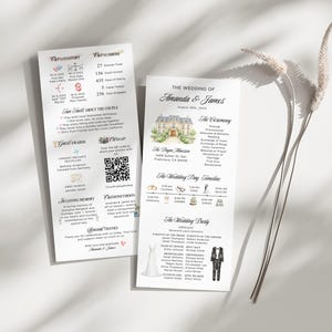Mall för infografisk bröllopsprogram, utskrivbart bröllopsdagsprogram, kyrkligt bröllopsprogram, modernt infografiskt program